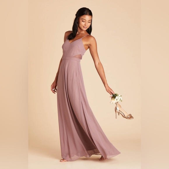 Birdy Greylin  Sleeveless Spaghetti Strap mauve Gown - Picture 9 of 11